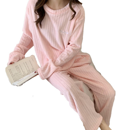 Pijama Casual De Mujer Coral Polar Cálido Invierno