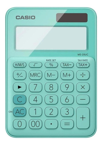 Calculadora Tipo Mini Escritorio Casio Ms-20uc 12 Digitos Color Verde Claro