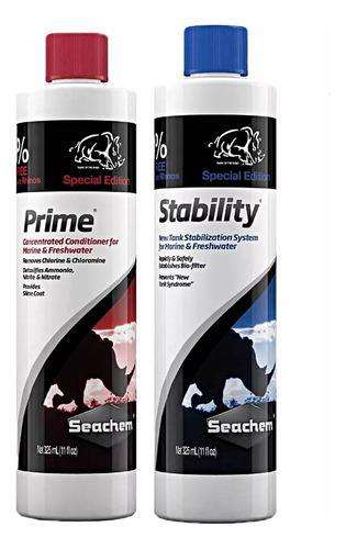 Kit Seachem Prime 325ml + Stability 325ml Com Bônus De 30%