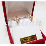 Aros Oro 18k Argollas Con Piedra Cubic 1,1 Grs 14 Mm