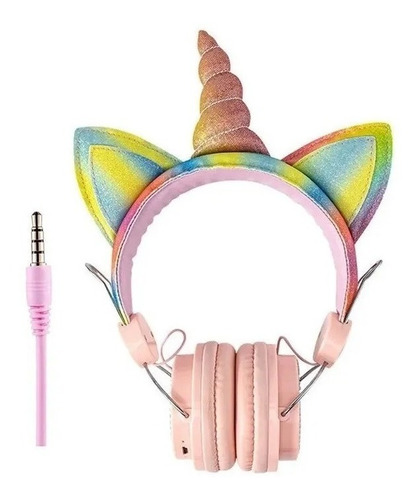 Audifonos Unicornio De Diadema Alámbricos Niño Niña Rosas