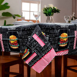 Toalha De Mesa Plástico Impermeável Estampado 4 Lugares Cor Burguer