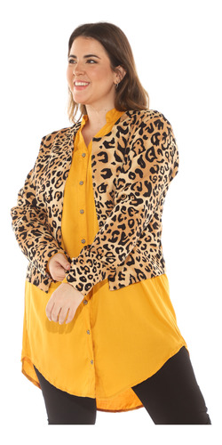 Blazer Chaqueta Animal Print Estampada Mujer Talles Grandes 