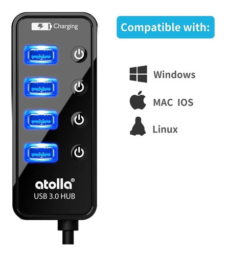 Atolla 204u3 Usb 3.0 Hub 4  1 De Transferencia De Datos Y C