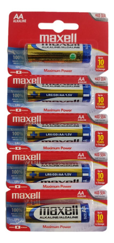 Pack 5 Pilas Maxell Aa  Alcalina Originales Blister