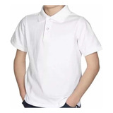 Camiseta Tipo Polo Colegial Unisex Blanca Niños