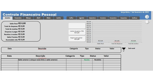 Planilha Excell Controle Financeiro Pessoal 2023
