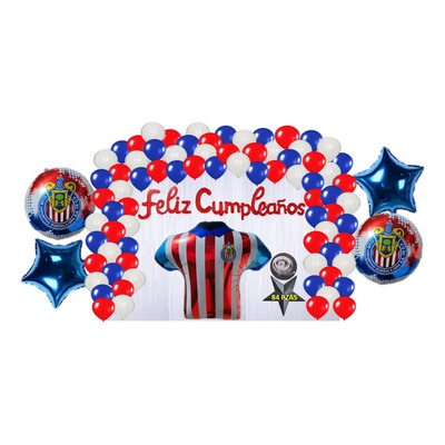 Kit Decoración Cumpleaños Globos Club Guadalajara Chivas 84p | Meses sin interés