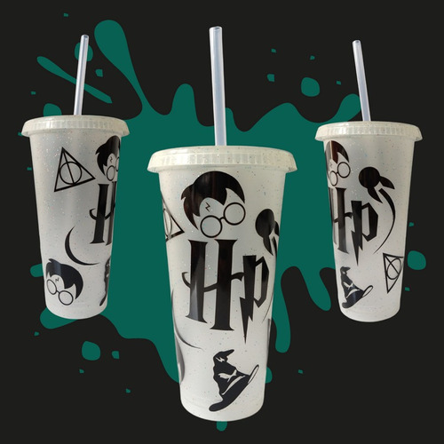 Vaso Personalizado -harry Potter - 12 Piezas Con Popote