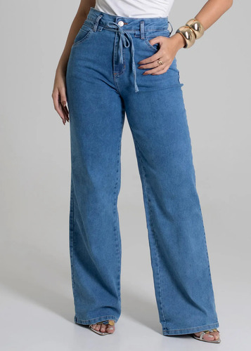Calça Feminina Sawary Wide Leg Lançamento Com Lycra 279759