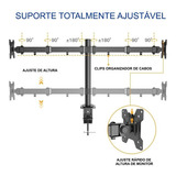 Suporte Dois Monitores Mesa 13 -32 Altura Ajustável Cor Preto