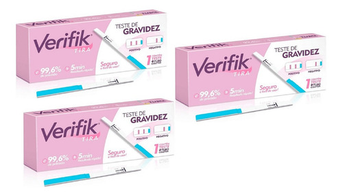 Kit 3x Teste Gravidez Verifik Tira + Coletor Superior A 99%