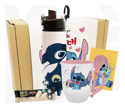 Botella Artesanal Lilo & Stitch / Caja De Regalo Stitch