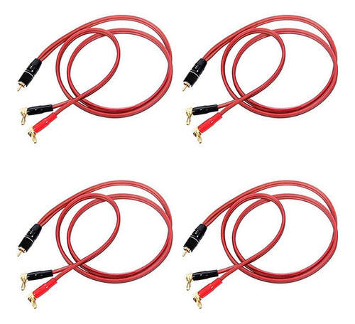 4 Cables De Conector Tipo Banana A Parlante Rca, Cable De Al