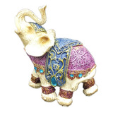 Elefante Decorativo Indiano De Resina Sorte Sabedoria Lindo