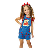 Jardineira Infantil Jeans Macacão Bloguerinha Mini Diva 