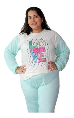 Kit 2 Pijamas Longo Adulto Plus Size,malha,inverno,frio