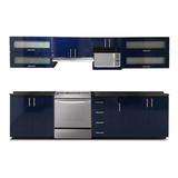 Cocina Integral Moderna Zaria Derecha P/estufa 3.30m Azul.