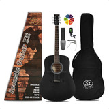 Kit Guitarra Acustica Sx Funda Correa Afinador Pua Encordado