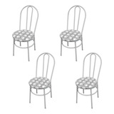 Kit 4 Cadeiras De Jantar Cozinha Milla Branco/espiral Açomix Estrutura Da Cadeira Branco Assento Branco E Preto Desenho Do Tecido Espiral