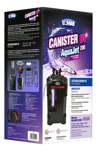 Filtro Canister Con Uv Aquajet200 Con Esterilizador Uv 