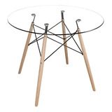 Mesa De Comedor Eames De Vidrio Templado 100cm