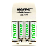 Cargador De Pilas Doble Ironbat Aaa Aa + 4 Baterias  