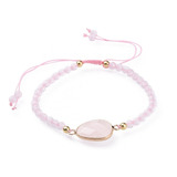 Pulsera De Nylon Ajustable Con Cuentas Y Cuarzo Rosa