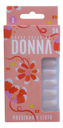 Uñas Press On Autoadhesivas 24 Pcs Donna Color Degrade Nude Liso