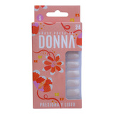 Uñas Press On Autoadhesivas 24 Pcs Donna Color Degrade Nude Liso