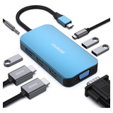 Benfei Hub Usb C Mst 8 En 1 Con Usb-c A 2 Hdmi/1 Vga, Usb-c 