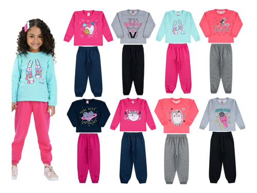 Kit 10 Peças Moletom Infantil Feminino Inverno Menina 1 A 8