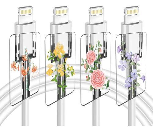 Protector De Cable De Flores Para Cargador De iPhone, Diseño