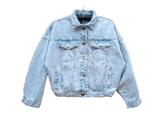 Campera Rígida De Jean Mujer Boyfriend Oversize Vintage 