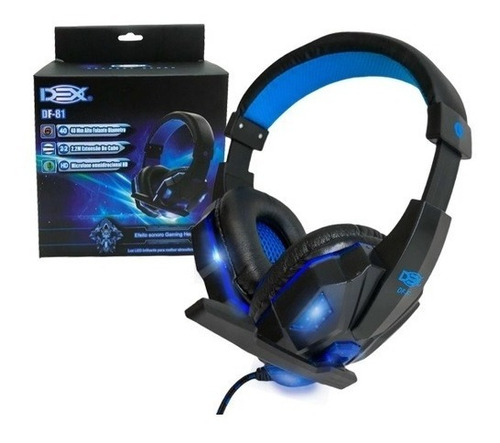 Fone Headset Gamer P2 Com Led Azul Usb Adaptador Y P3 Ps4 Pc