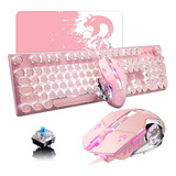 Teclado Y Mouse Para Juegos Steampunk , Led Blanca/14 Tec...