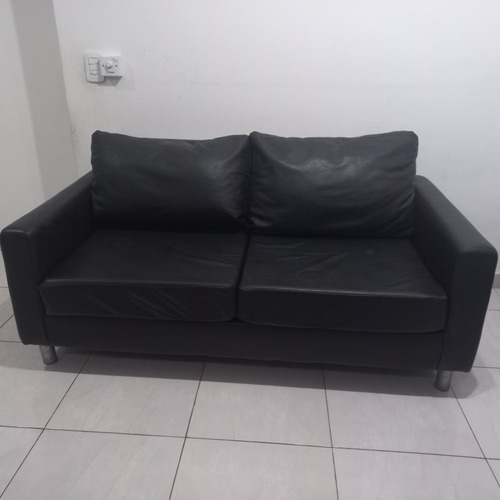 Sillon De 2 Cuerpos De Cuerina Y Patas Metalicas 