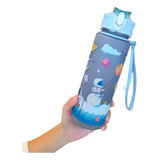Botella De Agua Deportiva Gym Escolar Diseño Astronauta Color Azul