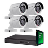 Kit Seguridad Hikvision Full Hd Dvr 4 + Disco 1 Tb Instalado + 4 Camaras 2mp 1080p Exterior Infrarrojas + Ip M3k