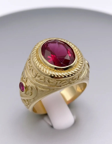 Anillo Para Hombre En Oro 10k - Anillo Zirconia Color Guinda | Meses sin interés