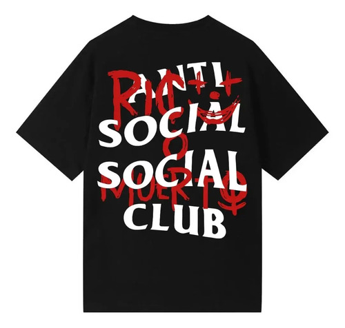 Camiseta Playera Anti Social Club Rico Letras Rojas 2026
