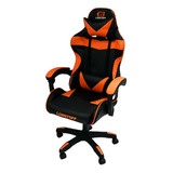 Sillon Silla Gamer Pro Lusqtoff Escritorio Oficina C/ruedas Color Negro/naranja Material Del Tapizado Cuero Sintético