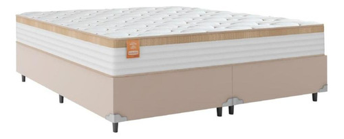 Cama Box Casal Queen Molas Ensacadas Real 158cm Branco/bege Cor Branco/nature