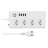 Regua De Energia Com 4 Tomadas Inteligentes E 4 Tomada Usb