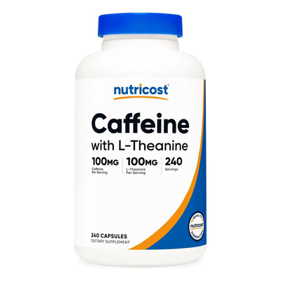 Nutricost Cafeína + L-teanina 100 mg, 240 cápsulas sin OMG, sin gluten | MercadoLibre