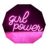 Cartel Girl Power En Neón Led Frases - Nombres - Figuras