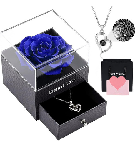 Rosas Artificiales Eternas Con Collar, Regalo Para Mujer