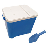 Kit Dog Canister Container Ração Pá Dosadora 15kg Azul