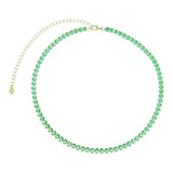 Choker Riviera Cristais Gota Cor Turmalina Verde Semi Joia