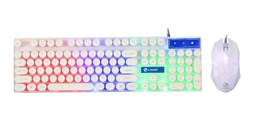 Kit Teclado Mouse Teclas Redondas Rgb Jogador Semi Mecanico